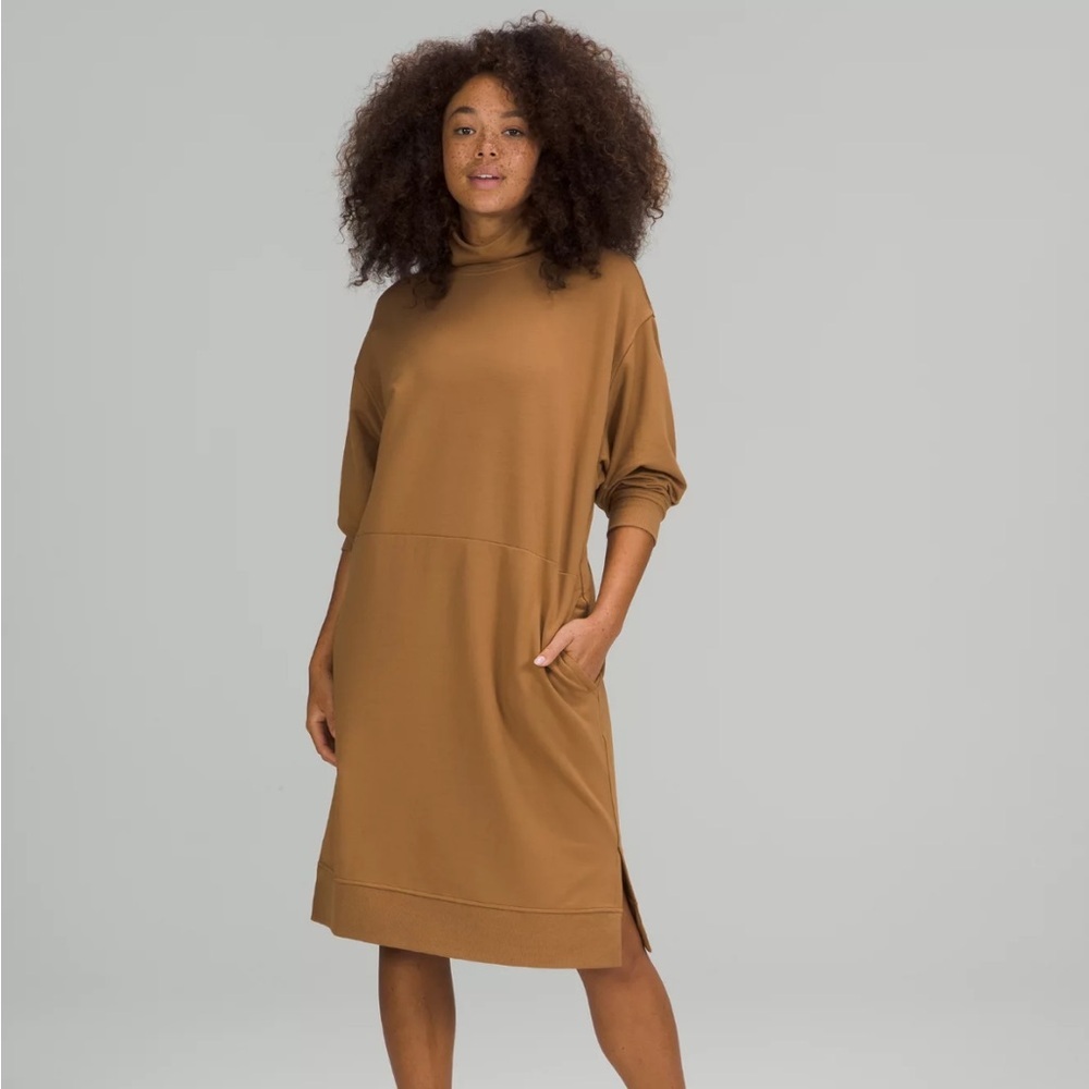 Lululemon Modal Fleece Funnel-Neck Tan Dress